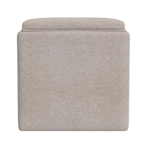 HomePop 17.5" Storage Ottoman with Tray Top - Light Brown Woven - color: Light Brown Woven