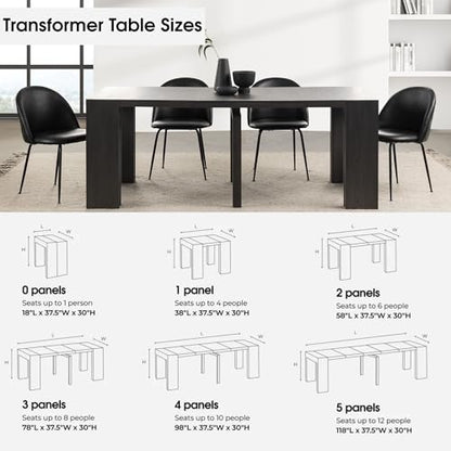Transformer Table Solid Wood Extendable Dining Table, Black | Seats 2-12, Expandable Dining Room Table, Space-Saving Furniture, Kitchen and Dining Room Furniture, Table Only - color: Black, size: Table Only