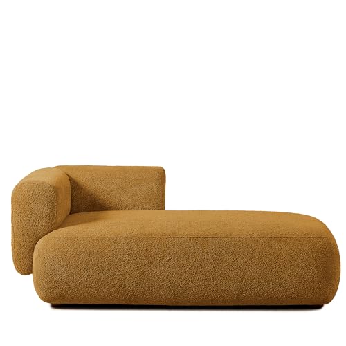 ERYE Boucle Upholstered Right Facing Chaise Lounge Indoor for Living Room Bedroom,Comfy Single Chaise Lounge Modern Leisure Recliner Sleeper Sofa Daybed, Easy Assemble - color: Orange/R