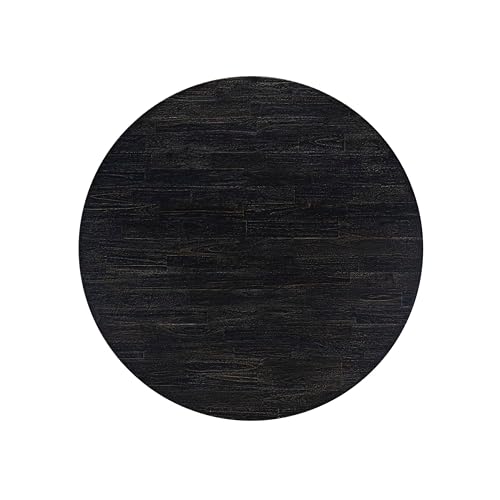 FE5-11-TP - Dining Room Table with Acacia Wood Round Tabletop, Sand Blasted Black Finish - color: Sand Blasted Black, size: 48x48 Inch