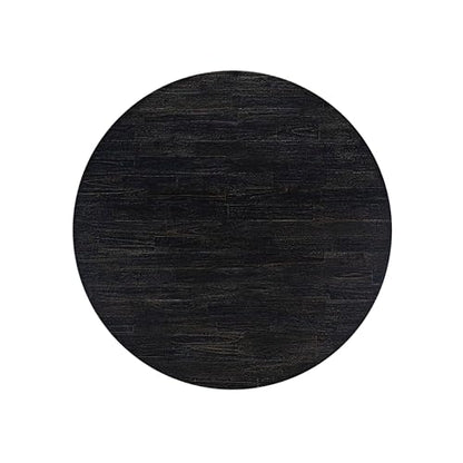 FE5-11-TP - Dining Room Table with Acacia Wood Round Tabletop, Sand Blasted Black Finish - color: Sand Blasted Black, size: 48x48 Inch