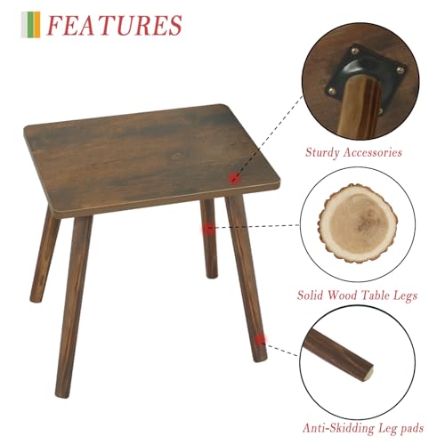 AWASEN Side Table, Small Wood End Table Living Room, Mini Bed Side Table Modern Accent Nightstand with Solid Wood for Bedroom Office Small Spaces, Rustic Brown - color: Dark Rustic Brown