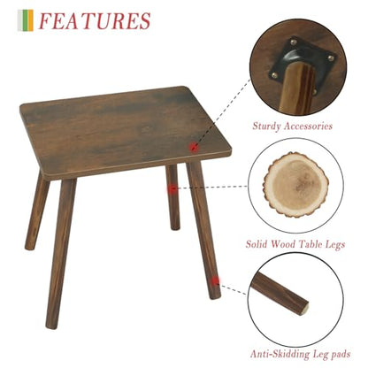 AWASEN Side Table, Small Wood End Table Living Room, Mini Bed Side Table Modern Accent Nightstand with Solid Wood for Bedroom Office Small Spaces, Rustic Brown - color: Dark Rustic Brown