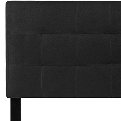 EMMA + OLIVER Size Headboard in Black Twin Quilted Tufted Headboard | Adjustable Bed Rail Slots, Fabric Upholstered - color: Black, size: Twin