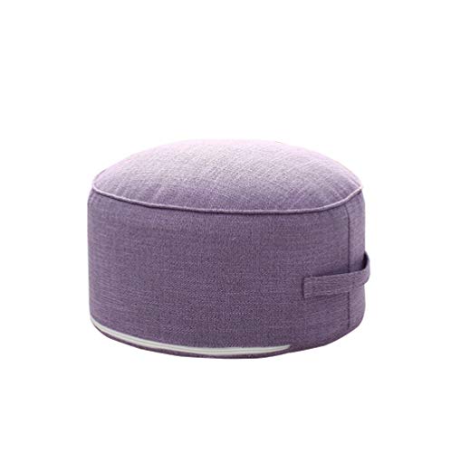 Round Pouf Foot Stools Comfortable Ottoman Floor Seat Cushion Movable Foot Rest Washable Case for Living Room, (Purple) - color: Purple