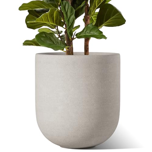 LE TAUCI 12 Inch Pots for Plants, Ceramic Large Planters for Indoor Plants, Indoor Plant Pots for Home Garden Patio Office, Planter Pots with Drainage Hole and Rubber Plug, Neutral Gray - color: Neutral Gray, size: 12 Inch