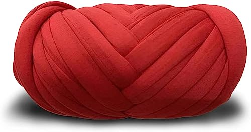 Giant Arm Knitting Chunky Yarn for Braided Knot Throw Blanket, Jumbo Chunky Ya rn Twist Tubular Ya rn Soft Extra Thick Yar n, Fluffy Bulky Weave Craft Crochet (Red 0.55 lb) - color: Elegant red, size: 0.55lb