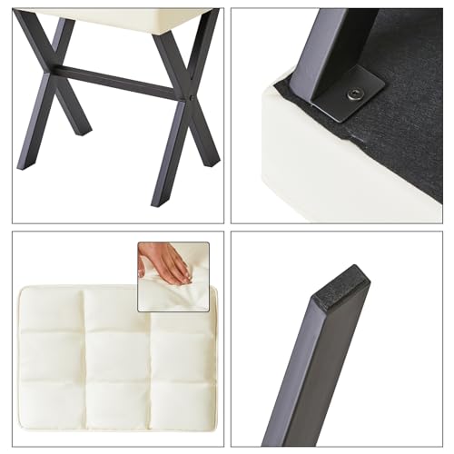 IBUYKE Square Makeup Stool with X-Leg, PU Vanity Chair, White LG-71W | Footrest Ottoman Seat Multi-Use Small Side Table Bedroom Living Room - color: White, size: 17.72"-Leather