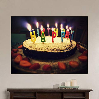 IDEA4WALL Customized Small Wall Mural with Your Birthday Photos, Removable Self-Adhesive Wallpaper for Living Room Bedroom - 24x32 inches - color: Custom-brithday, size: 24"x32"