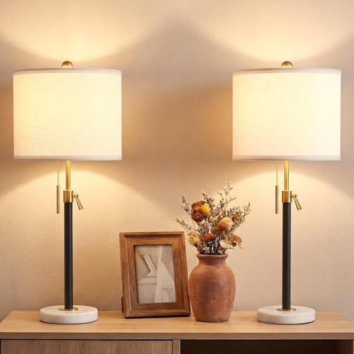 Qingmiao Gold Table Lamps Set of 2, 22" to 30" Adjustable Nightstand Lamps for Bedroom, Dimmable End Table Lamps for Living Room Console Entry Farmhouse Home Decor, New House Warming Gifts - color: Gold & Black