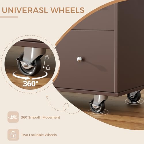 QAQA 40" Kitchen Island Cart Furniture cart on Wheels Rolling Portable Dining Room Serving Utility Carts Mobile Movable with Drawers Cabinet,Brown - color: Brown, size: 40-IN