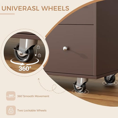 QAQA 40" Kitchen Island Cart Furniture cart on Wheels Rolling Portable Dining Room Serving Utility Carts Mobile Movable with Drawers Cabinet,Brown - color: Brown, size: 40-IN