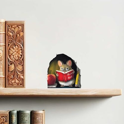 eacher’s Pet Mouse Wall Sticker – Adorable 3D Reading Mouse Décor for Classroom, Kids Room & Book Lover Gift by MICESTERPIECE - style: TeachersPet