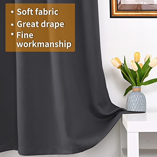 YoungsTex 100% Blackout Curtains 63 Inch Length, Grommet Thermal Insulated Drapes Full Room Darkening Privacy Thick Blinds with Liner for Bedroom, Dark Grey, 2 Panels, 38 X 63 Inch - color: Dark Grey, size: 38"W x 63"L (Pack of 2)