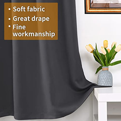 YoungsTex 100% Blackout Curtains 63 Inch Length, Grommet Thermal Insulated Drapes Full Room Darkening Privacy Thick Blinds with Liner for Bedroom, Dark Grey, 2 Panels, 38 X 63 Inch - color: Dark Grey, size: 38"W x 63"L (Pack of 2)