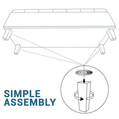 Yaheetech 49in Square Storage Ottoman Coffee Table with Nailhead, Dark Gray | Button-Tufted Linen-Look Fabric Bench, 3.5C Storage Space, Wood Legs, Metal Hinges, for Bedroom Foot of Bed Living Room - size: 17.5"D x 49"W x 18"H