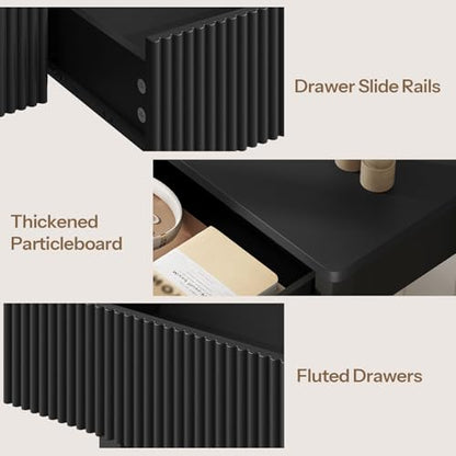 HOOBRO 39.4" Console Table with 2 Wavy Drawers, Narrow Long Entryway Table with Storage Shelf, 2 Tier Modern Sofa Table Wooden Behind Couch Table, Hallway Table for Living Room, Black BK89XG01N1