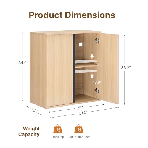 KISLOT 31.5" Sideboard Buffet Cabinet with Storage Modular Accent Display Kitchen Storage Cabinet Wood Coffee Bar Console for Living Room, Hallway, Kitchen, Dining Room,Natural Oak - color: Natural Oak, size: 1 PC(31.5 IN)