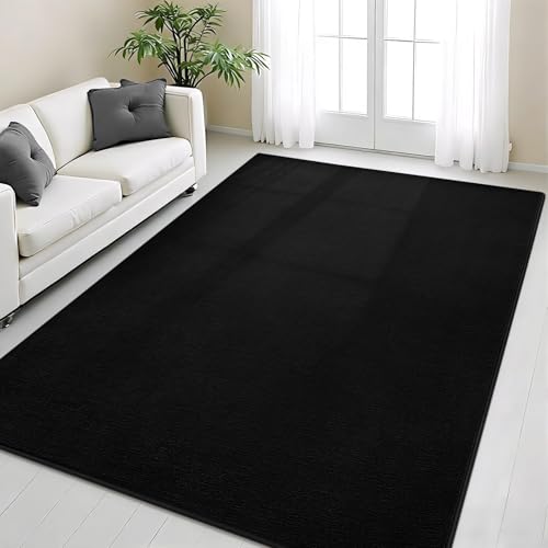 Vasofe Black Area Rugs for Living Room Bedroom, 4x6 Modern Memory Foam Rug | Thickened Throw Carpet, Super Soft Kids Boys Girls Rug, Non Slip Washable Carpets for Dorm Nursery Classroom Office Decor - color: Black, size: 4' x 6' (Rectangular)