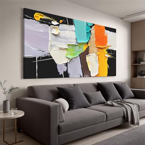 I@U Colorful Large Wall Art Decor 29"x58" Abstract Wall Art For Living Room | Canvas Wall Art For Bedroom Office Living Room Wall Decor, Modern Wall Decor, Abstract Colorful Blocks Artwork For Walls - color: IU2C, size: 58"L x 29"W