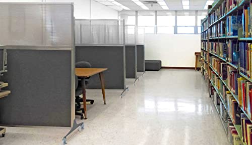 Versare Hush Screen Portable Room Divider | Workstation Wall Divider | Freestanding Privacy Hush Panels | Frosted Windows | Fabric Office Divider Screen | Great for Room Separation - color: Charcoal Gray, size: 4' Wide x 6' Tall (Frosted)