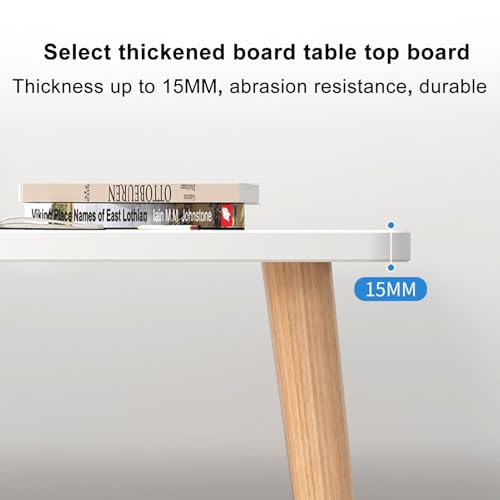 Simple Wooden Writing Desk, White Wooden Computer Table with Solid Wood Legs and Rounded Corner Design, 39.3" L x 23.6" W x 28.7" H, Modern Minimalist Workbench for Home Office, Bedroom, Study Room W