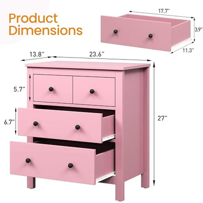 RoyalCraft 3 Drawer Nightstand, Pink Night Stand with Storage Drawers, Wood Bedside Table for Bedroom, Modern End Table for Hallway - color: Pink