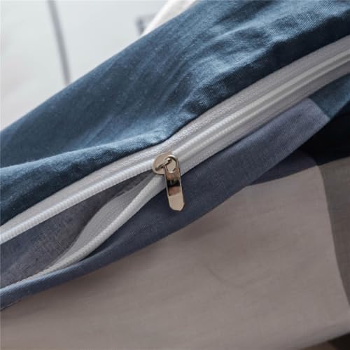 LifeTB Blue White Plaid Duvet Cover Twin Modern Soft 100% Cotton Comforter Cover Simple Style Plaid Grid Duvet Cover with 2 Pillowcases Blue White Grey Checked Bedding Set Twin - color: A2# Plaid, size: Twin(68"x86")