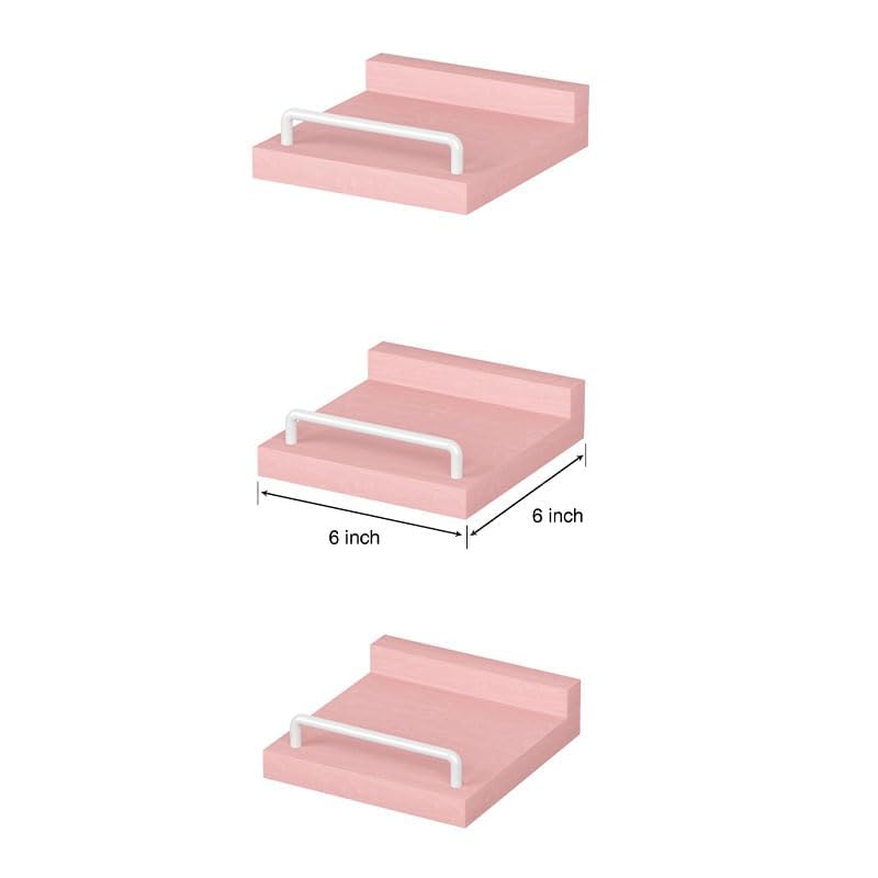 RYOFOBETTO Small Floating Shelf, 6X6 Inches Farmhouse Wall Shelves for Living Room, Bedroom, Picture Frames, Plants, Kitchen, Set of 3 (Pink and White) - color: Pink and White, size: 6"
