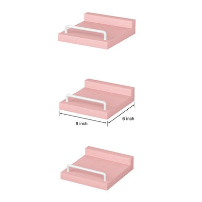 RYOFOBETTO Small Floating Shelf, 6X6 Inches Farmhouse Wall Shelves for Living Room, Bedroom, Picture Frames, Plants, Kitchen, Set of 3 (Pink and White) - color: Pink and White, size: 6"