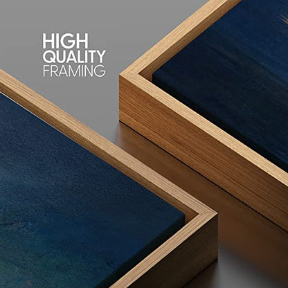 SIGNWIN Framed Canvas Wall Art Golden Sunrise Over a Dramatic Blue Sea Coastal Ocean Oil Painting Abstract Modern Closeup Relax/Calm for Living Room, Bedroom, Office - 16"x24" Natural - color: B10-2103-spl25, size: 24"L x 16"W
