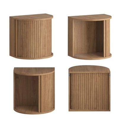 Floating Nightstand Set of 2 with Sliding Roller Shutter Doors,Walnut | Set of 2 Floating Nightstands,Smooth Sliding Roller Shutters Hide Clutter.Curved Rounded Edges,Space-saving. - color: Floating Nightstand-walnut
