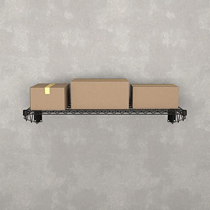 18" x 48" Black Epoxy Wire Wall Mount Shelf - color: Black, size: 18" x 48"