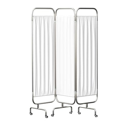 3-Panel Medical Privacy Screen on Wheels, Portable Medical Screen | Indoor Room Privacy Screen Divider, Stainless Steel Contruction, Folds Easy for Storage - size: 3-Panel