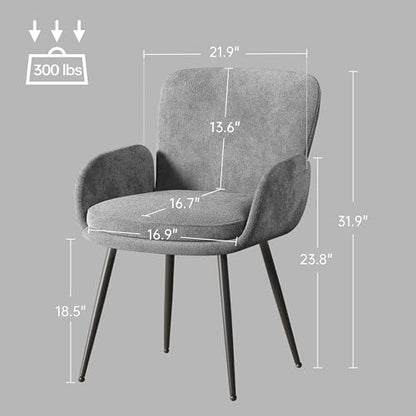 VKNOW Modern Upholstered Dining Chairs Set of 6 with Armrest, Grey | Armed Dining Room Chairs with Metal Legs, Kitchen Chairs for Restaurant Kitchen Living Room - color: Grey, size: Set of 6