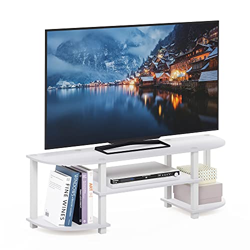 Furinno Turn-S-Tube Wide TV Entertainment Center, White | Toolless Entertainment Center with Open Storage Shelves, Media Console Table with Soundbar Shelf for Living Room, Bedroom - color: White, size: Wide