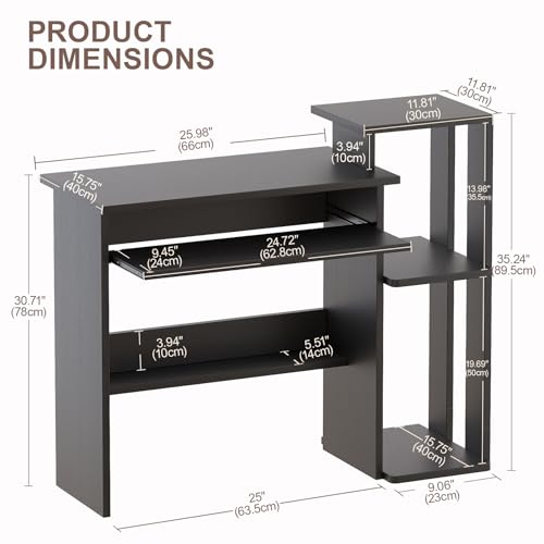 ALISENED Computer Desk with Storage Shelves, Home Office Desk with Monitor Stand, Small Writing Desk Table with Keyboard Tray,Study Table with CPU Stand for Small Spaces (35"-Black) - color: 35"-black