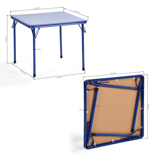 FurnitureR 5-Piece Folding Table and Chair Set, Compact Square Activity Table with 4 Folding Chairs, Sturdy Metal Frame, Flat-Fold Design for Game Room, Crafts, Family Activities