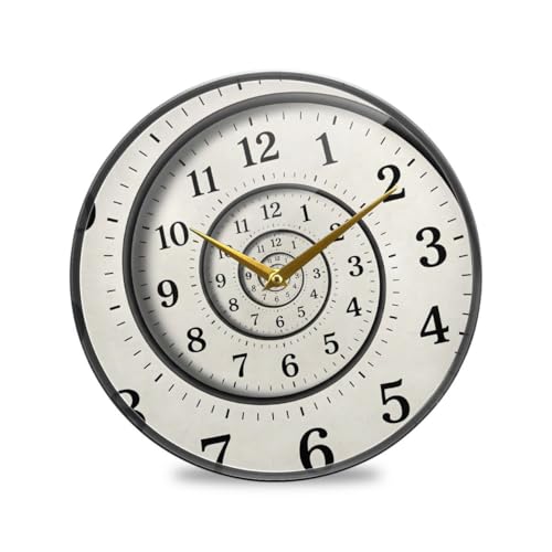 ALAZA Modern White Spiral Wall Clock Battery Operated Silent Non Ticking Clocks for Living Room Decor 12 Inch / 9.5 Inch - color: Modern, size: 9.5x9.5in