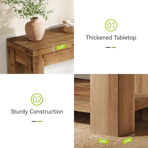 LITTLE TREE Solid Wood Console Table, Farmhouse 2-Tier Entryway Table, 43.3-Inch Narrow Sofa Table Behind The Couch for Living Room, Hallway, Foyer, Entrance