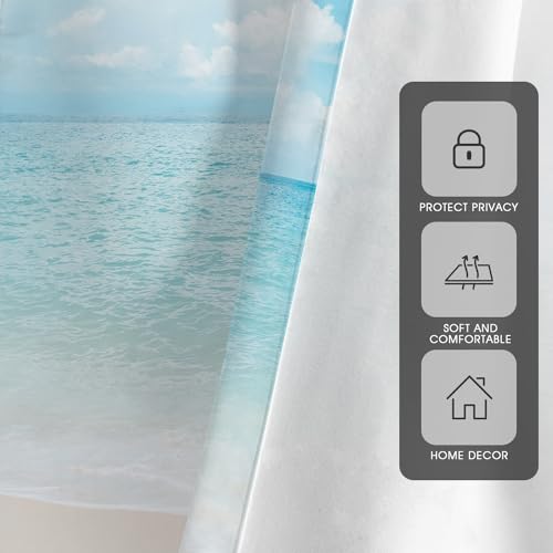 zokyer Coastal Kitchen Valance, Beach Theme, 52" W x 18" L, Rod Pocket | Hawaiian Tropical Nautical Ocean Seascape, S-ummer Blue Sea Sky Nature Landscape, Sand Small Short Window Curtains Decor - size: 52"W x 18"L (Pack of 1)