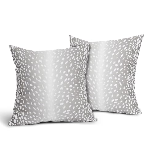 Antelope Pillow Covers 20X20 Inch Gray Taupe Faux Fawn Deer Animal Print Decorative Pillow Cases Modern Neutral Cotton Linen Throw Pillows Set of 2 Farmhouse Home Decor for Sofa Porch Couch Outdoor - color: Gray Taupe, size: 20" x 20" (Pack of 2)