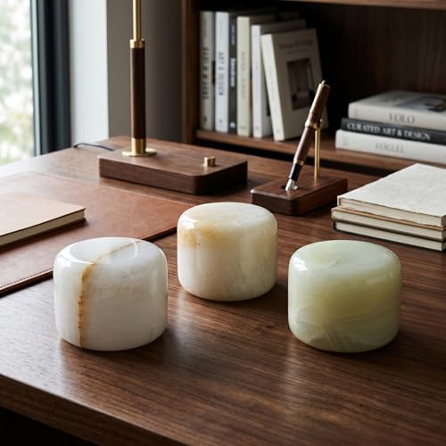 Natural Marble Lamp, Cordless Rechargeable Marble Tap Light, 3-Way Dimmable Ambient Stone Glow Lamp, Portable Zen Decor Gift for Bedroom Desk Shelf (Granite with a Jade-Like Texture)