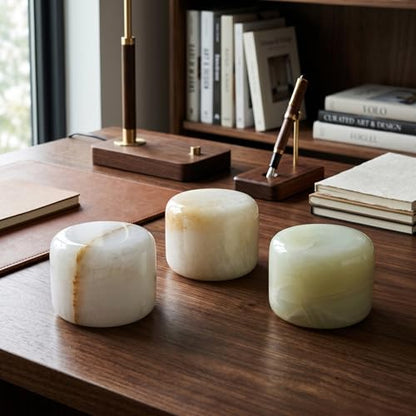 Natural Marble Lamp, Cordless Rechargeable Marble Tap Light, 3-Way Dimmable Ambient Stone Glow Lamp, Portable Zen Decor Gift for Bedroom Desk Shelf (Granite with a Jade-Like Texture)