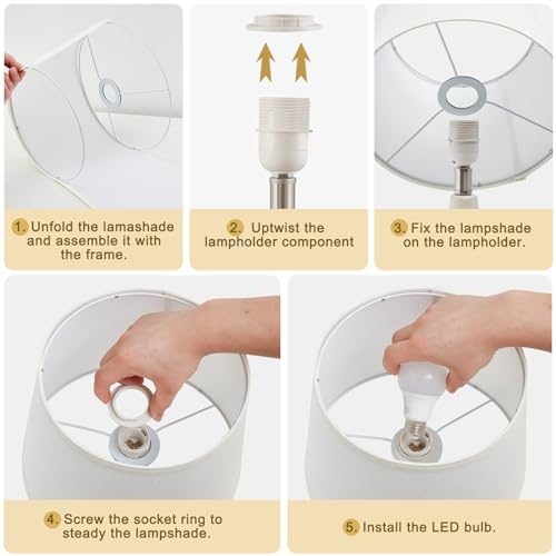 18" Table Lamp Set of 2, Ceramic Table Lamp Classic Beside Lamps Nightstand Lamp Modern Lamp for Living Room, Bedroom & Office Rocker Swtich Cream-LED Bulbs Included - color: 18.63" Ceram
