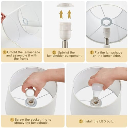 18" Table Lamp Set of 2, Ceramic Table Lamp Classic Beside Lamps Nightstand Lamp Modern Lamp for Living Room, Bedroom & Office Rocker Swtich Cream-LED Bulbs Included - color: 18.63" Ceram