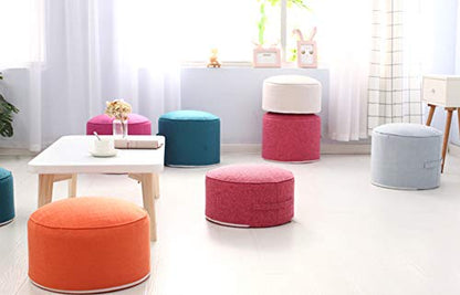 Round Pouf Foot Stools Comfortable Ottoman Floor Seat Cushion Movable Foot Rest Washable Case for Living Room, (Purple) - color: Purple