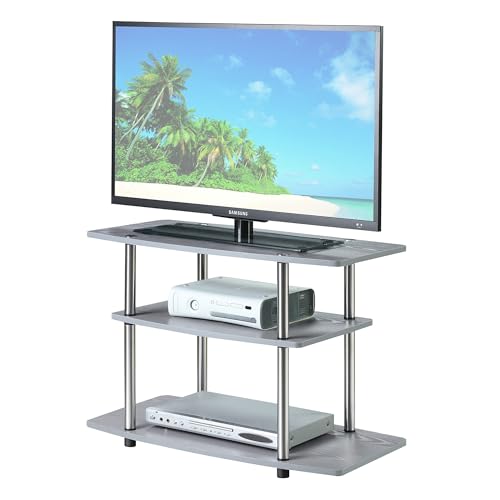 Convenience Concepts Designs2Go No Tools 3-Tier TV Stand 31.5" - Entertainment Center for TVs up to 37 Inches, Modern TV Console with Shelves for Living Room, Family Room, Gray - color: Grey