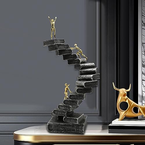 Thinker Statues Ladder Sculpture Abstract Figure Handicraft for Bookshelf Desktop Decoration