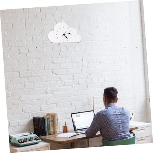 GARVALON Cloud-Shaped Nordic-Style Desktop Clock White Quiet Bedroom Clock Modern Decor